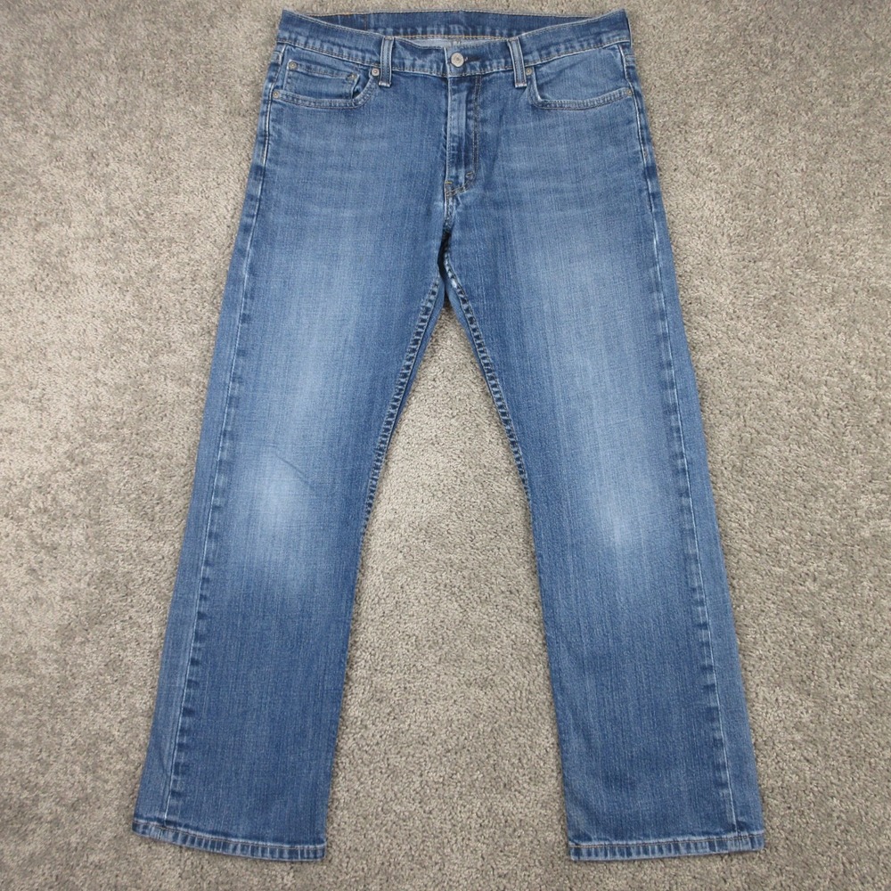 Levis Jeans Mens 34x30 Blue 514 Slim Straight Faded Whisker Zip Fly Denim Pants